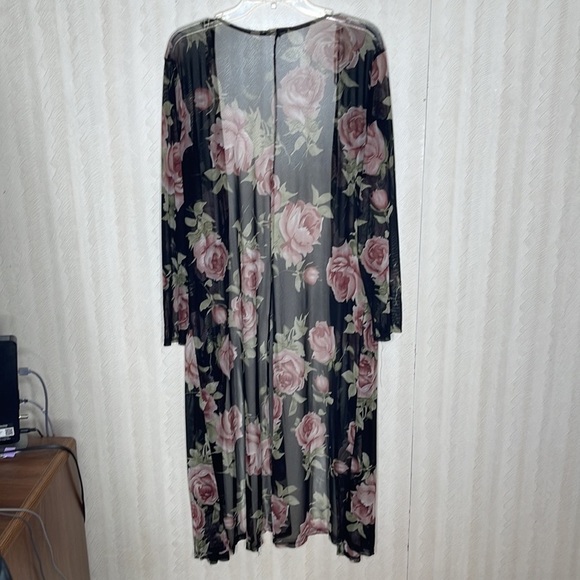 ❤️ URBAN ROSE BLACK FLORAL KIMONO  Transparent duster Size medium - Picture 3 of 5